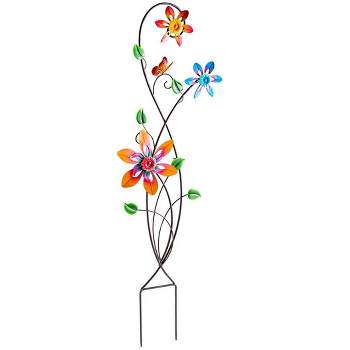 Wind & Weather Colorful Spinning Flowers Garden Stake and Wind Spinner