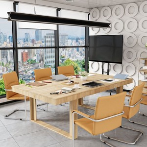 FUFU&GAGA Yellow Modern Office e Meeting Room Table Computer Desk - 1 of 4