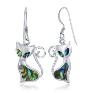 Bella Silver Sterling Silver Abalone Cat Earrings - Multi - 1 of 3