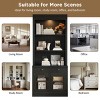 Tall Bookcase with Glass Doors LED Lighting and Drawer with Solid Wood Frame for Home Office 83in -3irtyhousy - 3 of 4