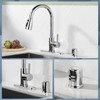 WOWOW Single Handle Pull Down Sprayer Kitchen Faucet with Dishwasher Air Gap 2 or 4 Hole in Brushed Nickel - 2 of 4