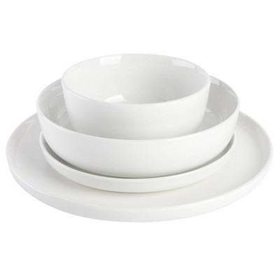 Oslo White Porcelain 16-Piece Dinnerware Set, Service for 4