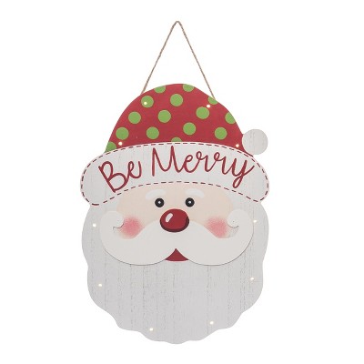 Transpac Wood 9.45 in. Multicolor Christmas Santa Wall