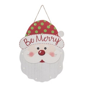 Transpac Wood 9.45 in. Multicolor Christmas Santa Wall - 1 of 3