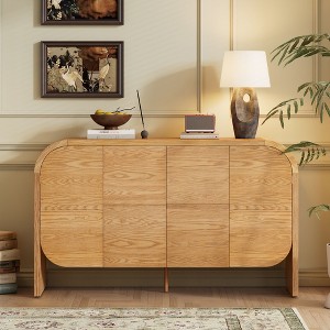 NicBex 56" Modern 4-Door Sideboard,Kitchen Storage Cabinets with 4 Compartments for Storage and Adjustable Shelf,Brown - 1 of 4