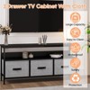 TV Stand with 3 Fabric Drawers, TV Cabinet for 55 Inch TV, Modern Living Room Storage TV Stand, Entertainment Center with Open Space - 4 of 4