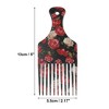 Unique Bargains Plastic Wide Tooth Hair Pick Comb Hair Styling Tool Flower Pattern Red Black 1 Pc - 2 of 4