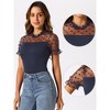 Allegra K Women's Polka Dots Mesh Sheer Short Sleeve Skinny Party Bodysuit Top - 2 of 4