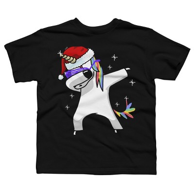 Boy's Design By Humans Dabbing Unicorn Shirt Hip Hop Dab Santa Hat Christmas Shirt V By vomaria T-Shirt