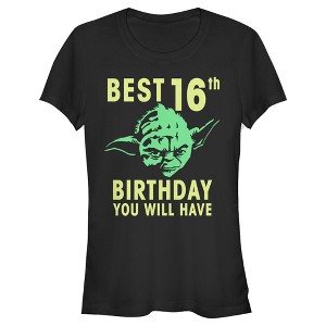 Juniors Womens Star Wars Yoda Best 16th Birthday You Will Have Stencil T-Shirt - 1 of 3