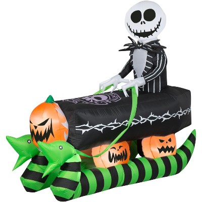 Gemmy Airblown Inflatable Jack Skellington in Coffin Sleigh, 5 ft Tall, Black