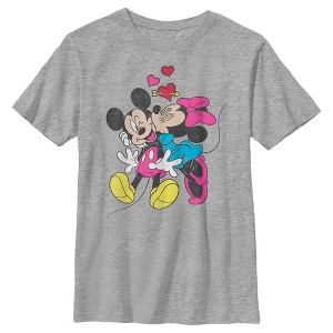 Boy's Disney Mickey and Minnie Heart Kiss T-Shirt - 1 of 4