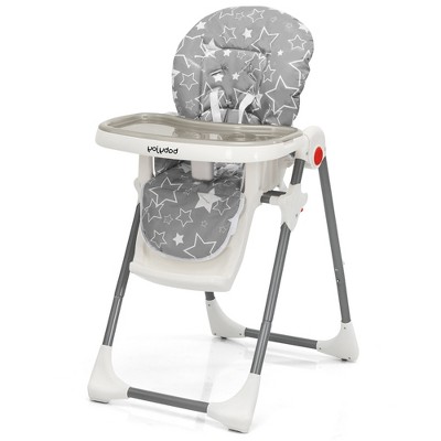 Image of Babyjoy Folding High Chair Baby Dining Chair with 6-Level Height Adjustment Gray