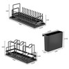 Dish drying rack with drain tray, saving kitchen countertop space. Cutlery rack and drain storage rack, made of carbon steel, two-piece set. - 2 of 4