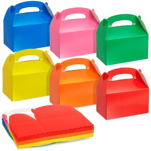 Blue Panda 24 Pack Rainbow Gable Boxes for Party Favors, Colorful Birthday Goodie Boxes, Treats (6 Colors, 6.2 x 3.5 x 3.6 inches) - 1 of 4