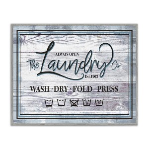 Stupell Industries The Laundry Co Sign Wash Fold Press Icons Framed Giclee Art, Gray, 20" x 16" - 1 of 4