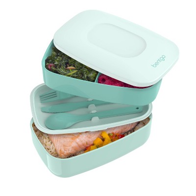 Bentgo Salad Stackable Lunch Container With Large 54oz Bowl, 4-compartment  Tray & Built-in Fork - Coastal Aqua : Target