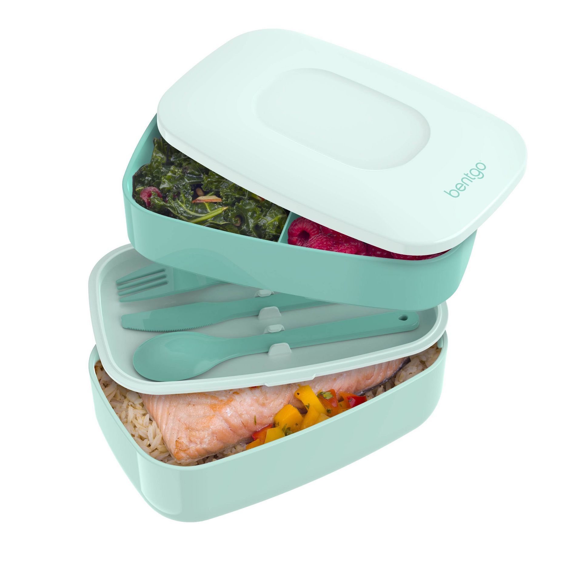 Bentgo Classic All-in-One Stackable Lunch Box Container with Built in Flatware - Coastal Aqua