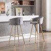 26" Velvet Bar Stools Set of 2 with Chrome Footrest and Metal Legs for Kitchen, Dining, or Bar - 4 of 4