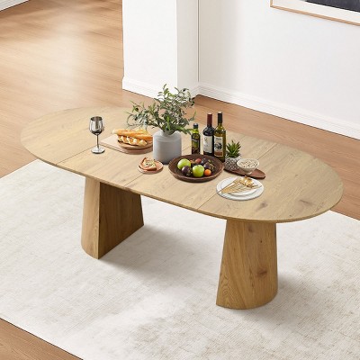 Extendable Dining Room Table,83" Oval Dining Table,Wood Grain Breakfast Dining Table for Dining Room,Kitchen,Farmhouse-Tanpinhause