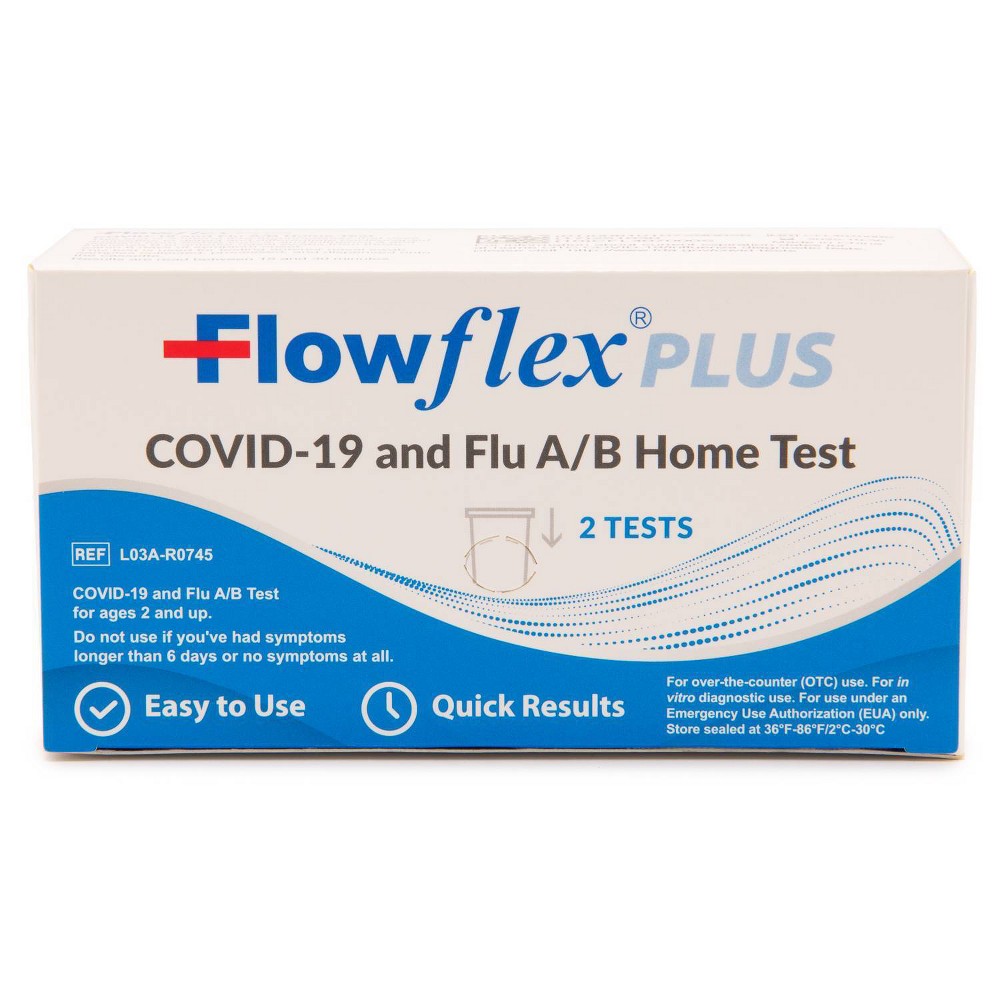 FlowFlex Plus Covid-19 and Flu A/B Home Test - 2ct (12 pieces)