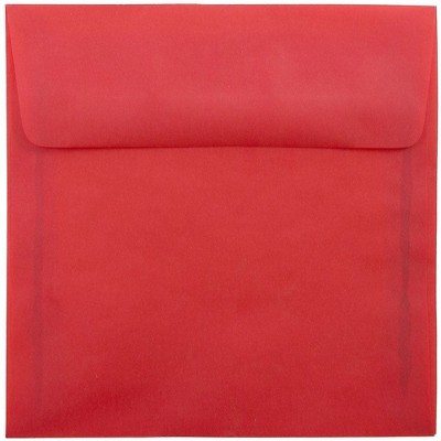 JAM Paper 6.5 x 6.5 Square Translucent Vellum Invitation Envelopes Primary Red 1592122I