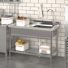 Stainless Steel Utility Sink, Freestanding Single Bowl with Cold and Hot Water Pipe and Faucet for Restaurant, Laundry Room, Bathroom, Garage, Garden - 4 of 4