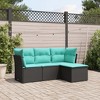 vidaXL 5 Piece Patio Sofa Set with Cushions Black Poly Rattan - Black Without table - 2 of 4