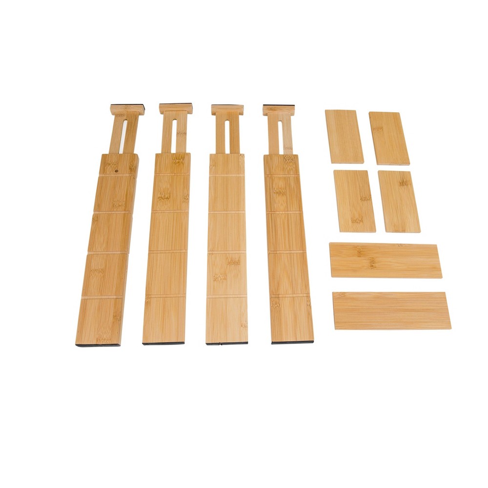 Lipper International Set of 4 Bamboo Compact Drawer Dividers with Inserts