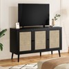 Lirago Natural Rattan Sideboard with 3 Doors-Kitchen & Living Room Storage Cabinet Black - 3 of 4
