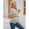 Maternity Tops Women's Casual Ribbed Round Neck Puff Short Sleeve Ruched Side Tunic Blouses Shirts Pregnancy Clothes - 4 of 4