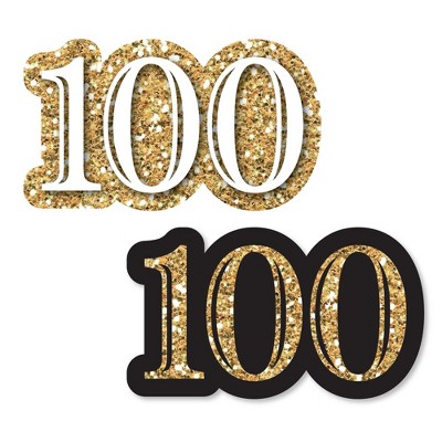 Big Dot of Happiness Adult 100th Birthday - Gold - DIY Shaped Birthday Party Cut-Outs - 24 Count