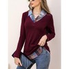WhizMax Women's Long Sleeve Contrast Collared Shirts Patchwork Work Blouse Tunics Tops - 3 of 4