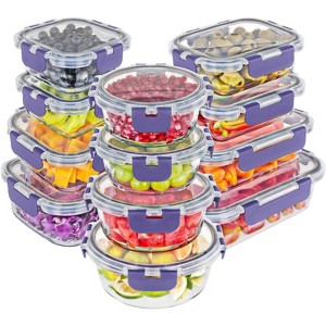 Magic Mill 24pc Glass Food Storage Container Set – Airtight Lids, Dishwasher Safe, BPA-Free, Purple - 1 of 4