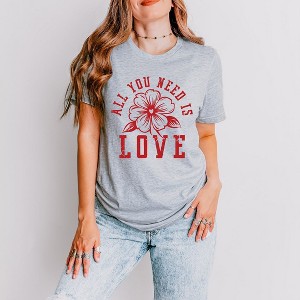 Simply Sage Market Women's All You Need Is Love Flower Short Sleeve Graphic Tee - 1 of 4