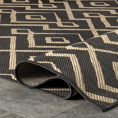 Charcoal Trellis Reversible Synthetic Area Rug - Easy Care, 5x8 Feet