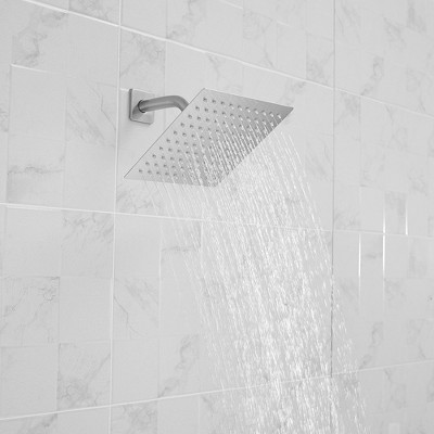 Nickel Square Wall Mounted Rain Shower Faucet Set