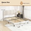 Costway Twin/Full/Queen Size Bed Frame with Height Adjustable Chevron Headboard, No Box Spring Needed Gray/Beige - 3 of 4