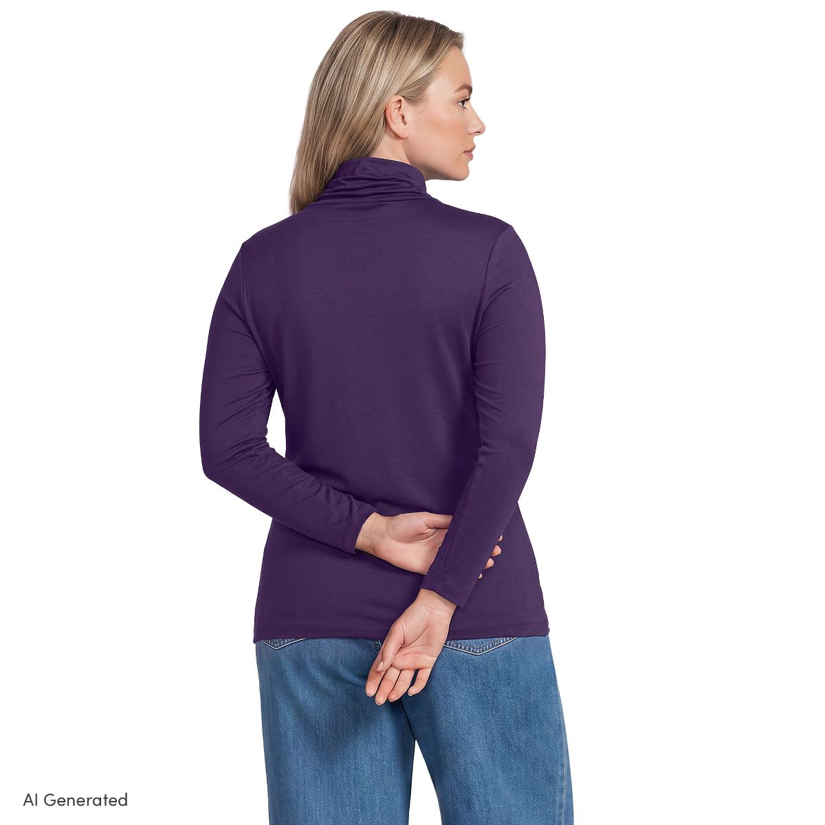 Lands' End Women's Supima Cotton Fitted Long Sleeve Turtleneck - thumbnail 7