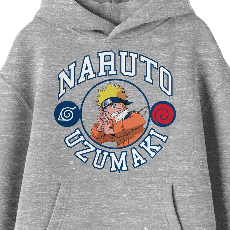 Naruto Classic Character Varsity Style Graphic with Collegiate Text Youth Athletic Heather Hoodie, 2 of 4