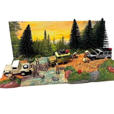 Overland Off-Road Diorama with Forest Background for 1/64 Scale Models