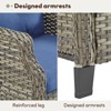 POCASSY Outdoor Wicker Chairs Set of 2 with Weather Resistant Rattan and Deep Seat, High Back Patio Chair for Balcony, Porch, Gray Wicker/Blue Cushion - 3 of 4