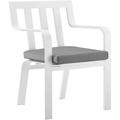 Modway Baxley Stackable Outdoor Patio Aluminum Dining Armchair White Gray