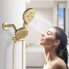 Cobbe Shower Faucet Set with 5 Settings ABS Dual Shower Head, Tub Spout and 59-Inch Hose 3-Handle Wall Mount Shower System Brushed Gold - 4 of 4