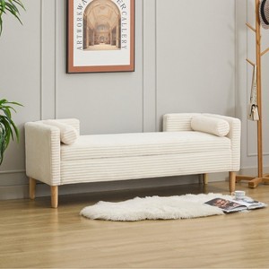 Mlmh & Kngwa 65.4"W Modern Storage Bench with Armrests and Bolster Pillows,Upholstered Entryway Bench for Living Room - 1 of 4