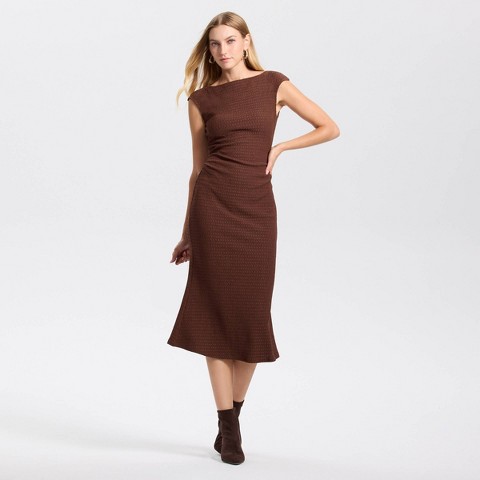 Женское платье A New Day Sleeveless Textured Knit Midi Bodycon, цвет: Коричневый
