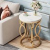 ORRD Round End Table with Faux Marble Top, 20” Modern Side Table & Nightstand with Gold O-Shaped Metal Base for Living Room & Bedroom - 3 of 4