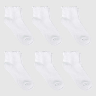 Girls' Casual Ankle Socks 6pk - Cat & Jack™ White