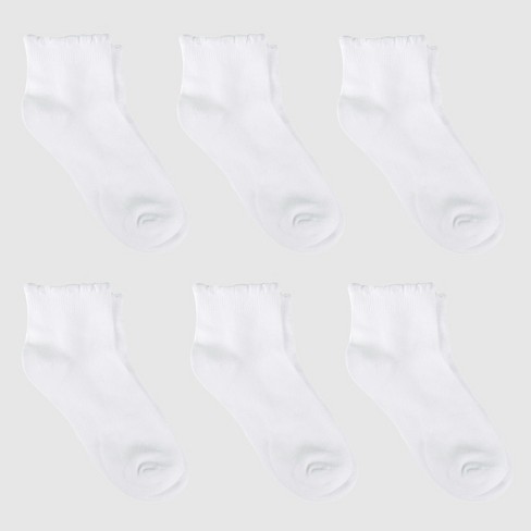 Girls' Casual Ankle Socks 6pk - Cat & Jack™ White S