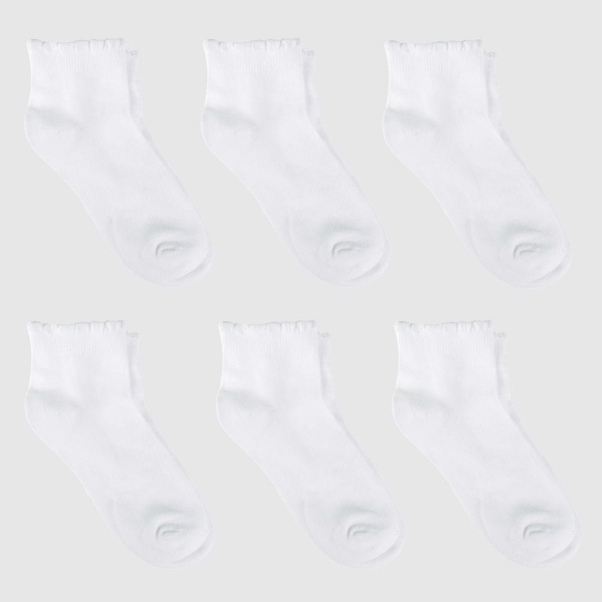 Girls' Casual Ankle Socks 6pk - Cat & Jack™ White